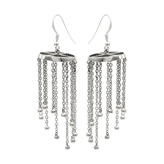 Solid 925 Sterling Silver Hanging Dangle Earrings Women Jewelry