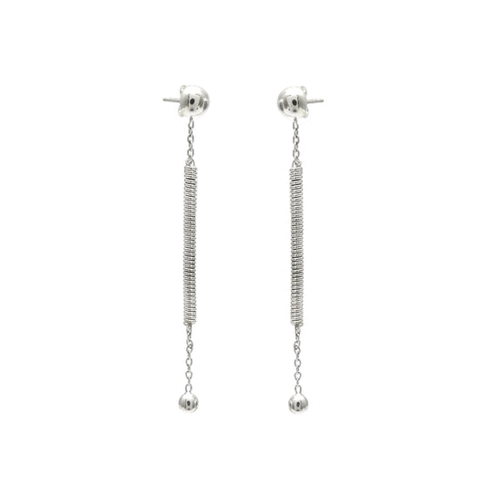 Solid 925 Sterling Silver Spring Chain Dangle Earrings Women Jewelry