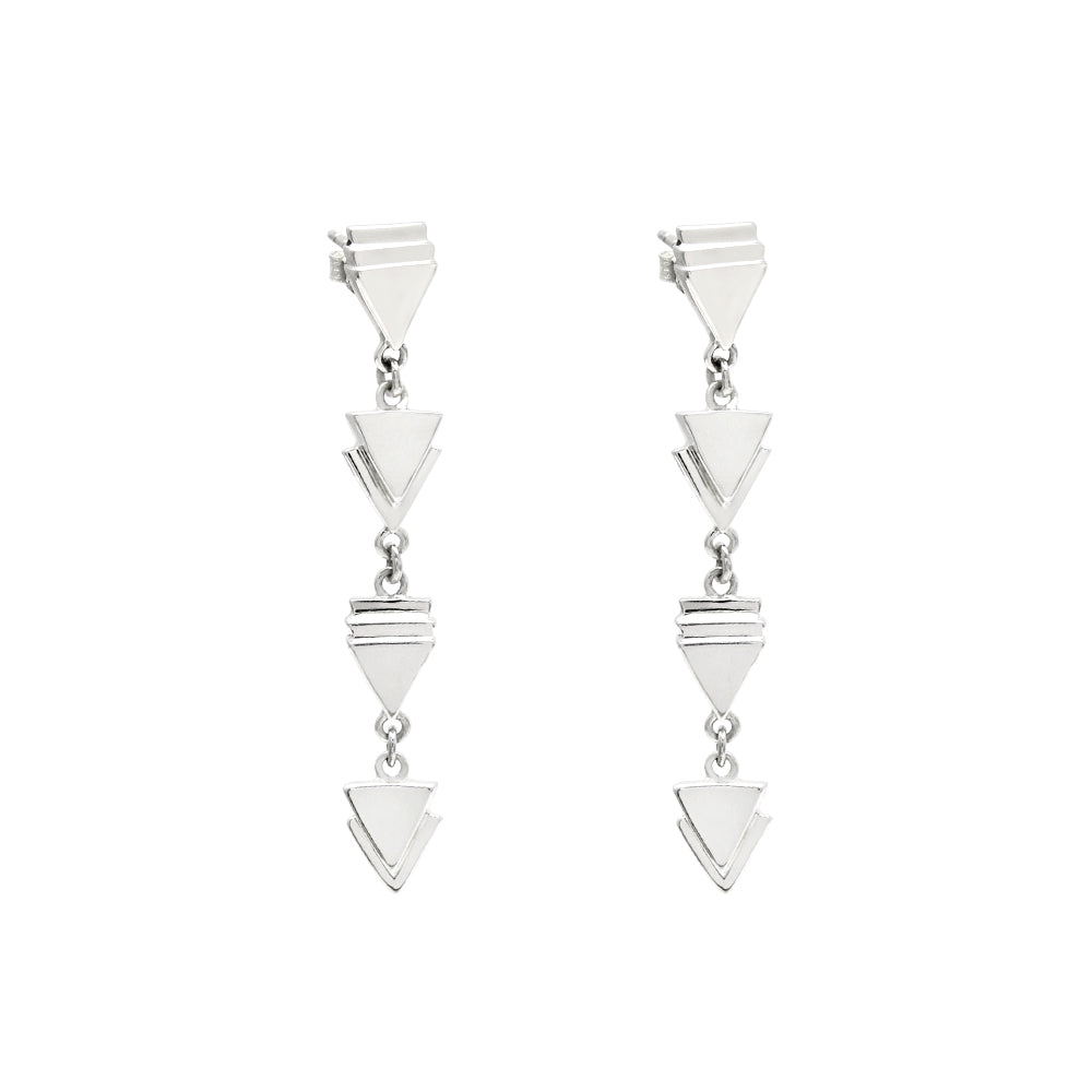 Hanging Tryst With Triangles 925 Sterling Silver Dangler Earrings