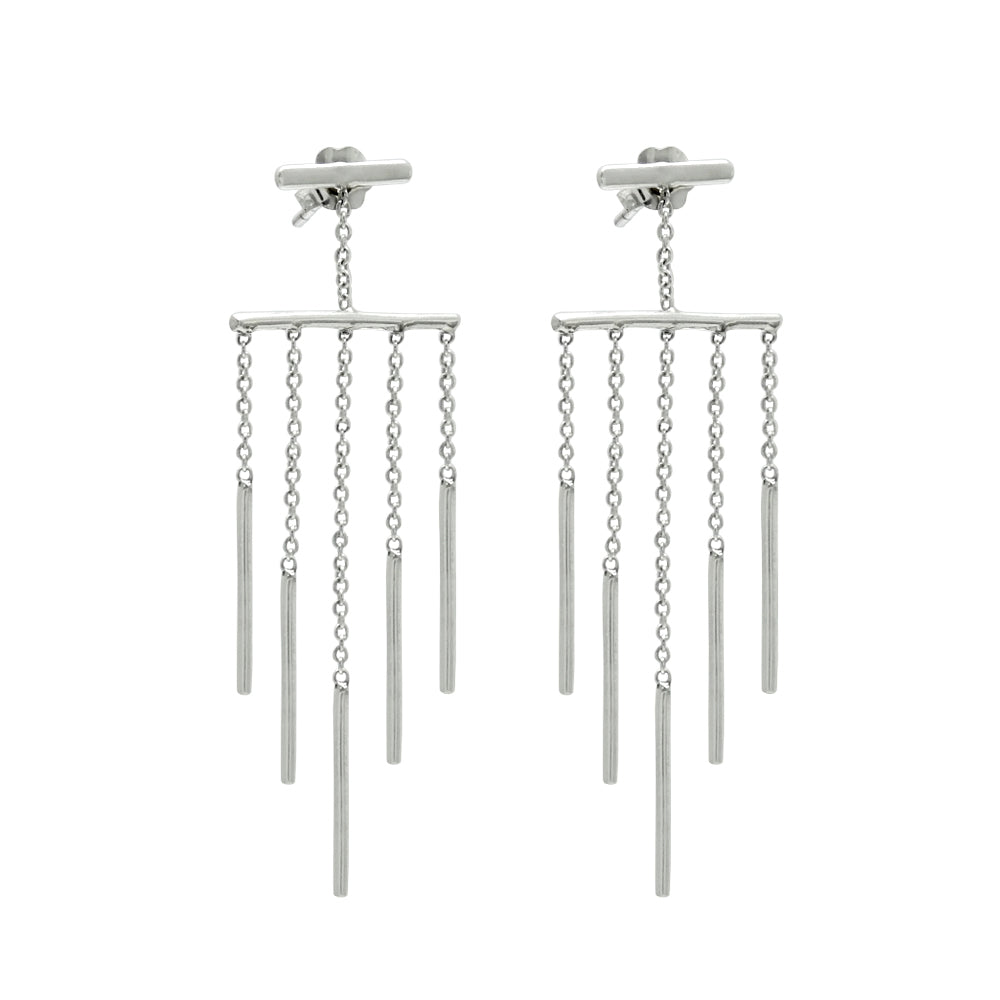 925 Solid Sterling Silver Hanging Sticks Dangle Earrings
