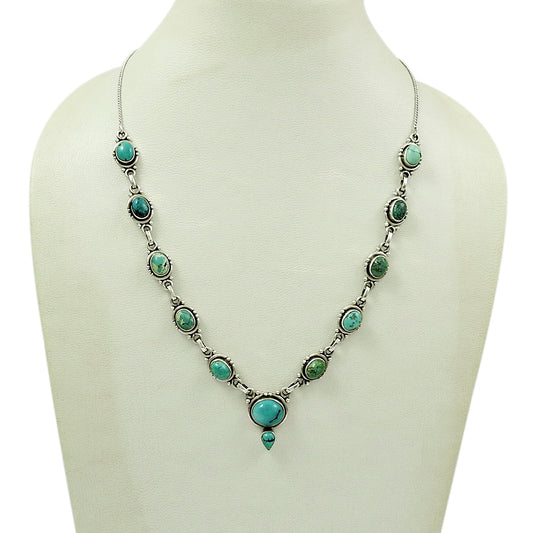 925 Silver Turquoise Gemstone Handcrafted Statement Necklace