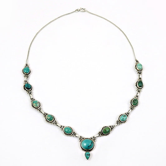 925 Silver Turquoise Gemstone Handcrafted Statement Necklace
