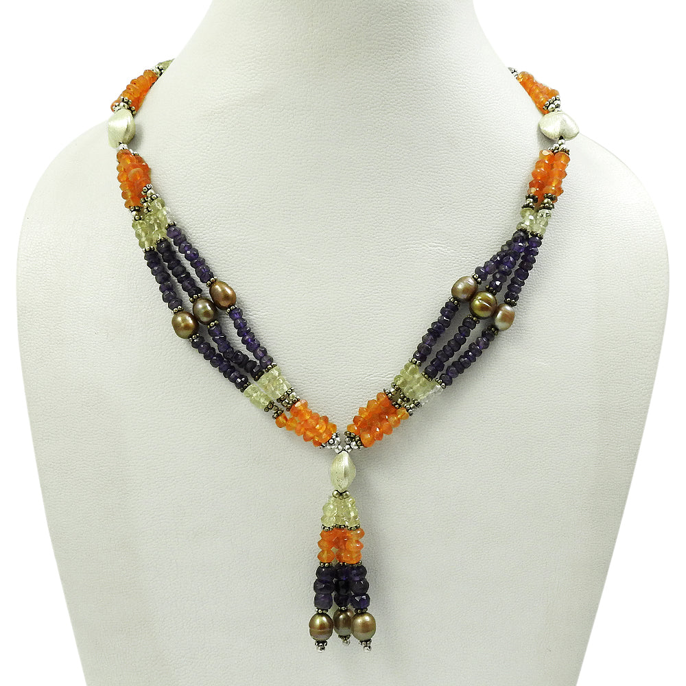 925 Silver Beaded Necklace Women Jewelry
