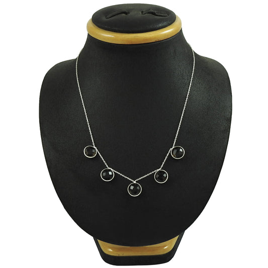 Gift For Her Bezel Necklace 925 Sterling Silver Natural Smoky Quartz Gemstones