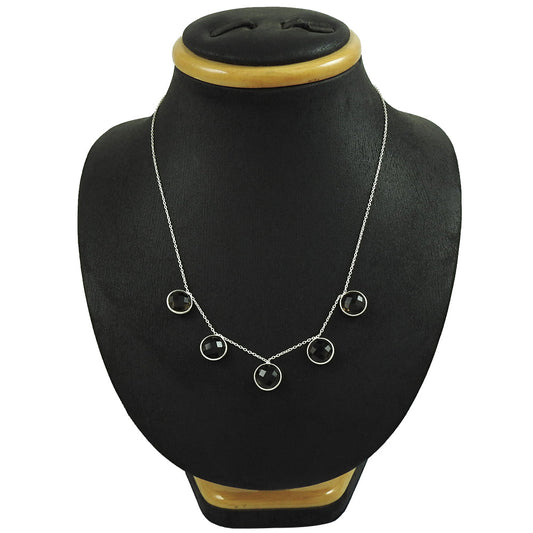 Gift For Her Bezel Necklace 925 Sterling Silver Natural Smoky Quartz Gemstones