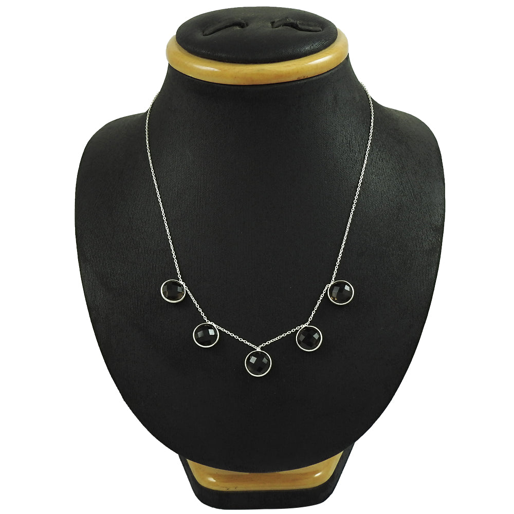 Gift For Her Bezel Necklace 925 Sterling Silver Natural Smoky Quartz Gemstones