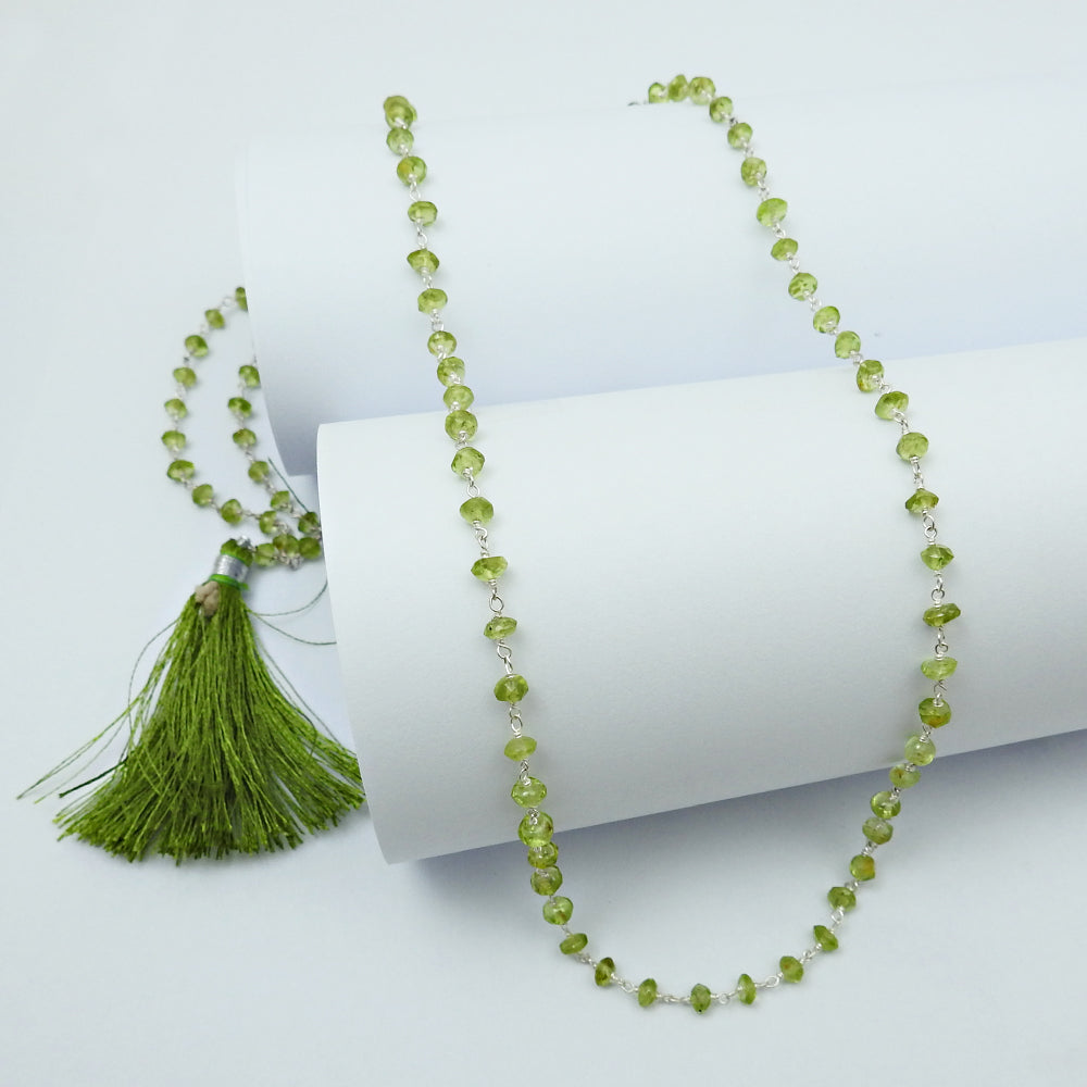 August Peridot Stone Tribal Bezel Mother Cluster Necklace Solid Sterling Silver