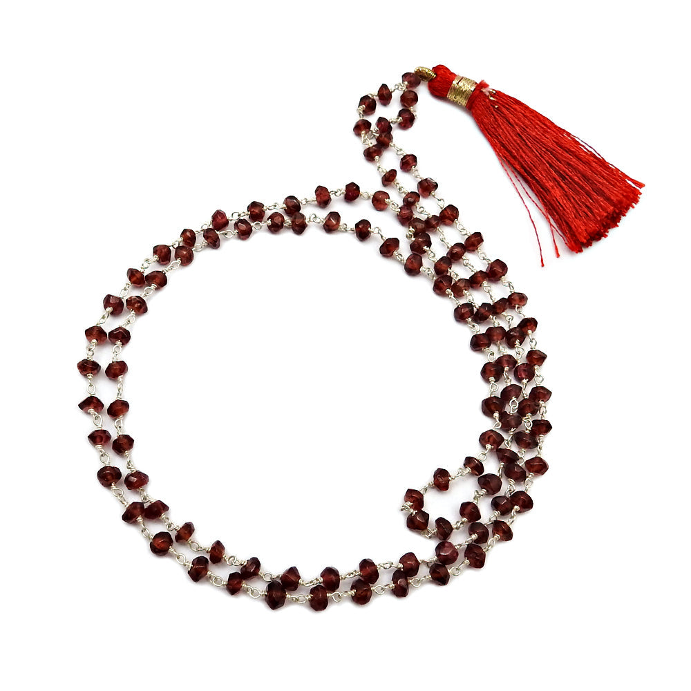 Root Chakra Natural Garnet Tribal Birthday Cluster Necklace 925 Sterling Silver