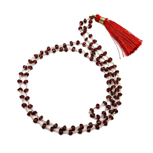 Root Chakra Natural Garnet Tribal Birthday Cluster Necklace 925 Sterling Silver