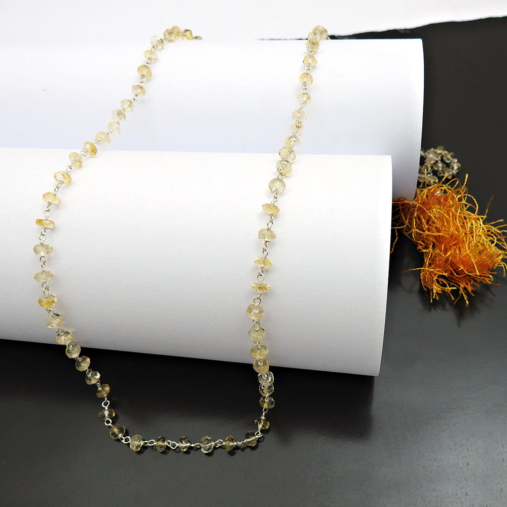 Round Natural Citrine November Handmade Cluster Bezel Boho Necklace Solid Silver