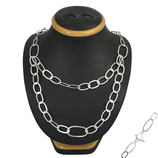 Solid Sterling Silver Oval Link Chain Necklace Daily Wear Jewelry