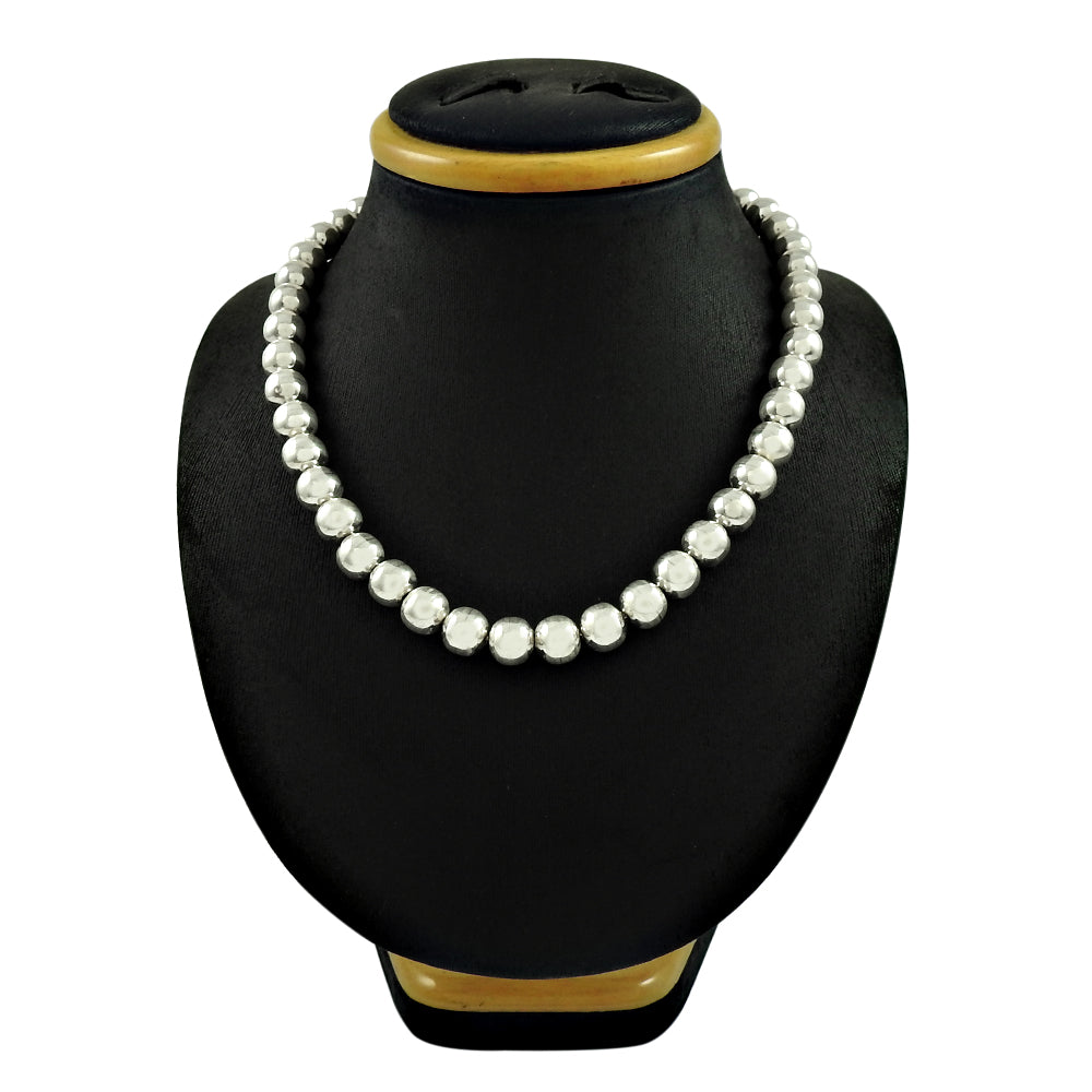 Solid 925 Sterling Silver Beads Necklace Elegant Daily Wear