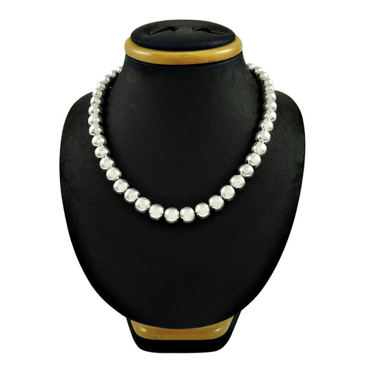Solid 925 Sterling Silver Beads Necklace Elegant Daily Wear