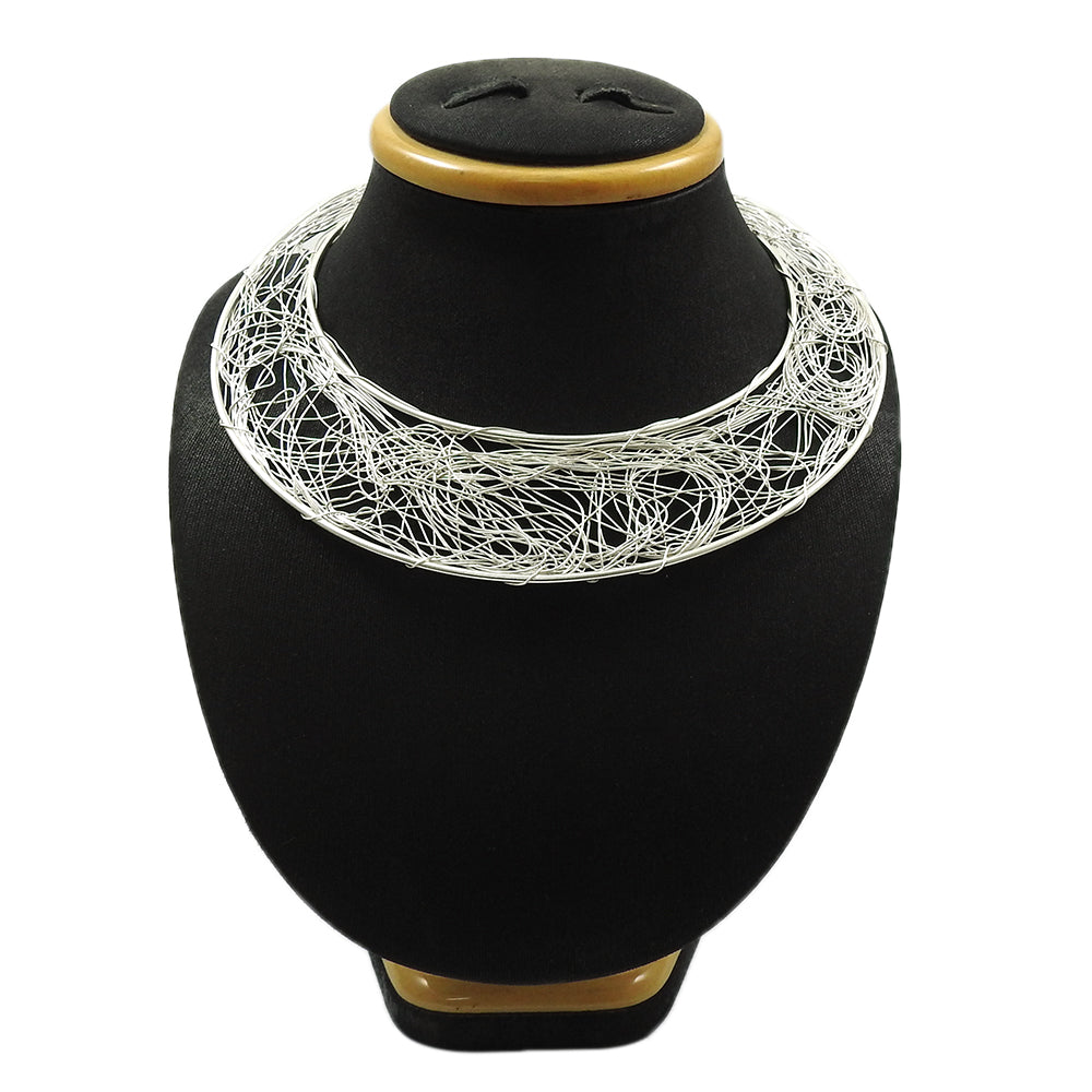 Solid 925 Sterling Silver Wire Wrapped Necklace Classic Jewelry