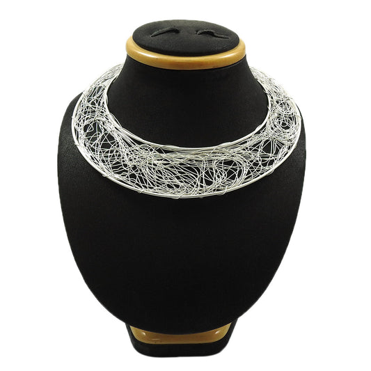 Solid 925 Sterling Silver Wire Wrapped Necklace Classic Jewelry