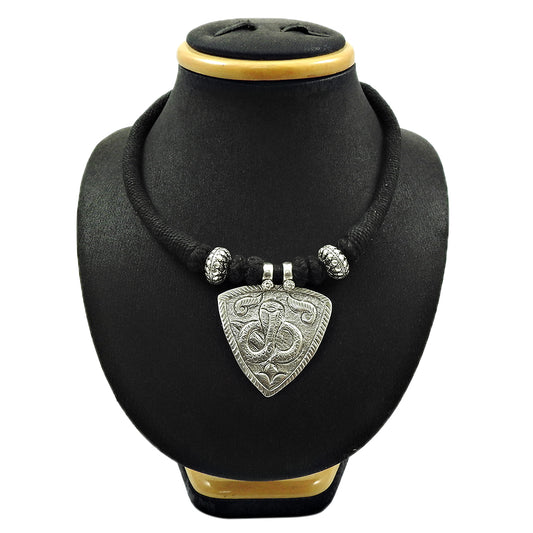 Elegant Solid 925 Silver Engraved Snake Thread Necklace Jewelry