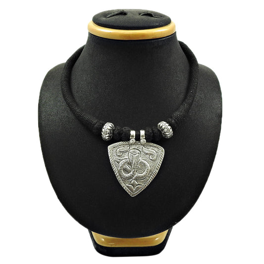 Elegant Solid 925 Silver Engraved Snake Thread Necklace Jewelry