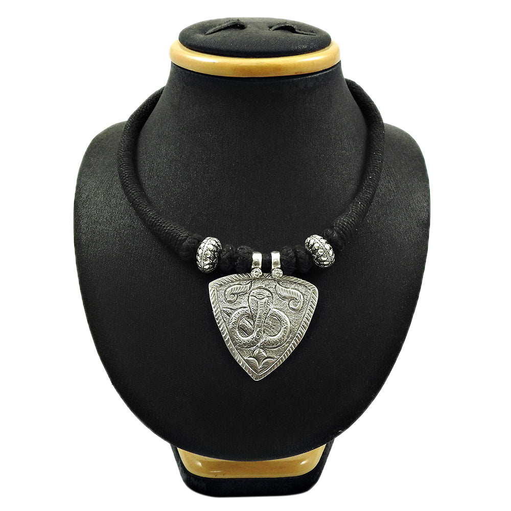 Elegant Solid 925 Silver Engraved Snake Thread Necklace Jewelry