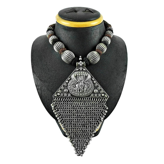 Artisan Statement Necklace Solid 925 Silver Handmade Temple Jewelry