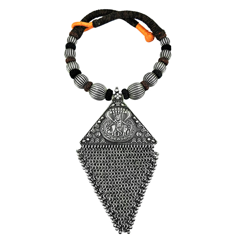 Artisan Statement Necklace Solid 925 Silver Handmade Temple Jewelry