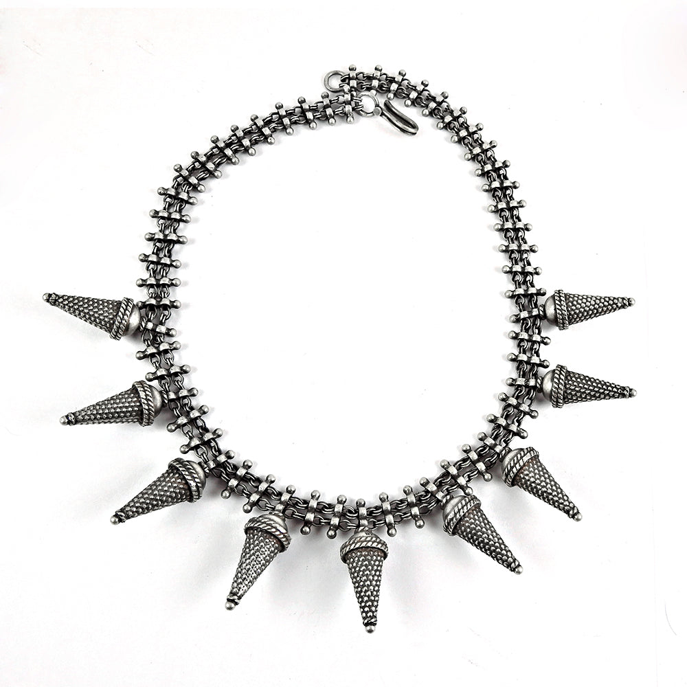 Oxidised Sterling Silver Fashion Jewellery Rare Cone Necklace
