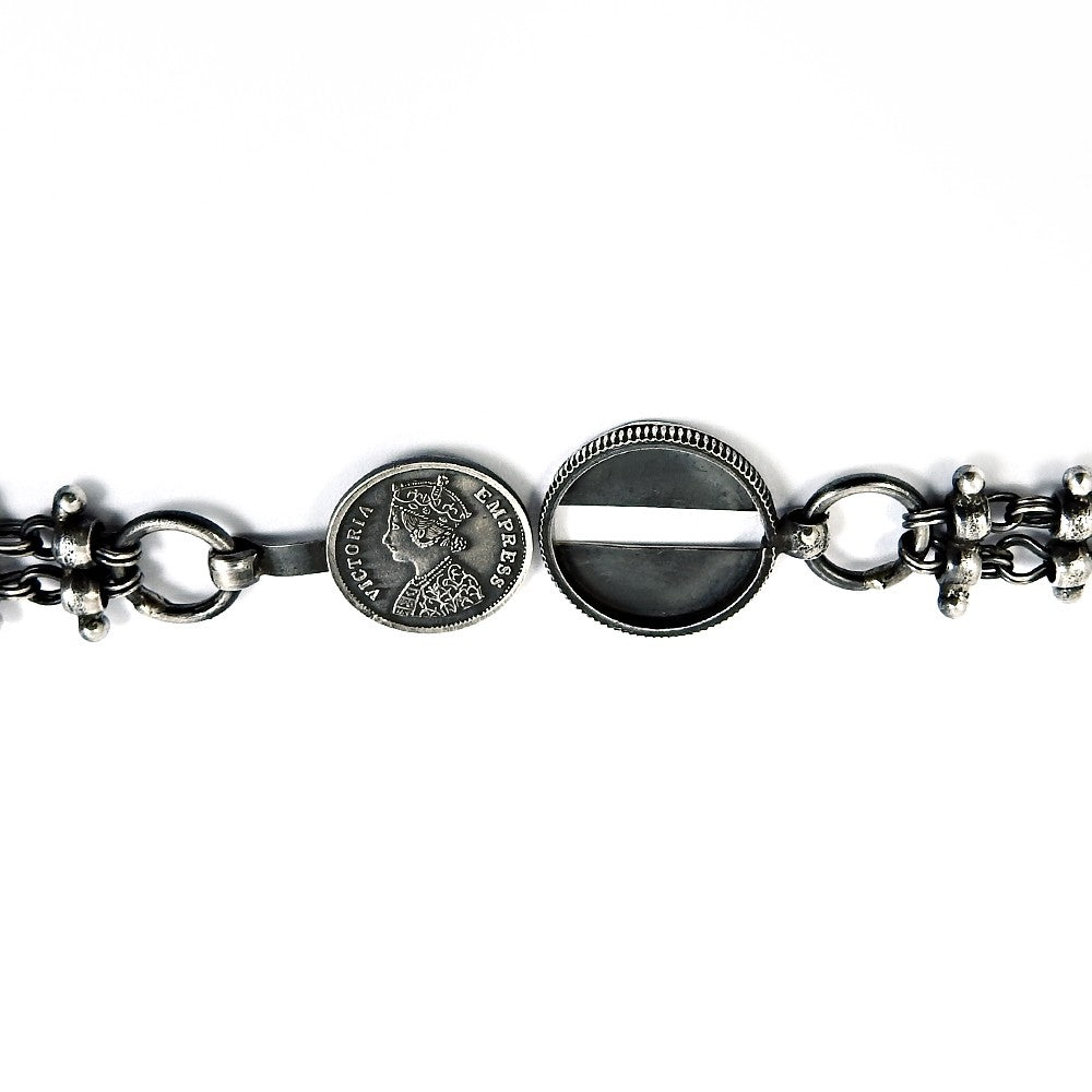 HANDMADE 925 Solid Sterling Silver Jewelry Oxidized Victoria Coin Necklace