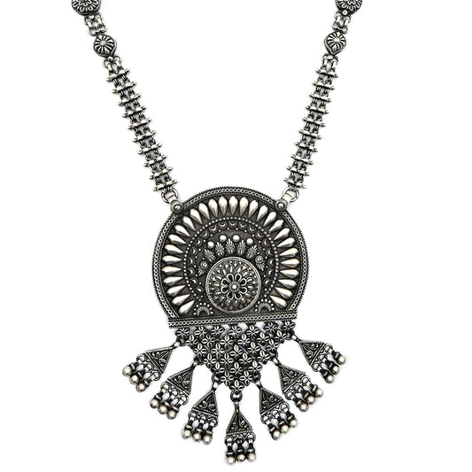 Statement Necklace Oxidized Solid 925 Silver Indian Artisan Jewelry