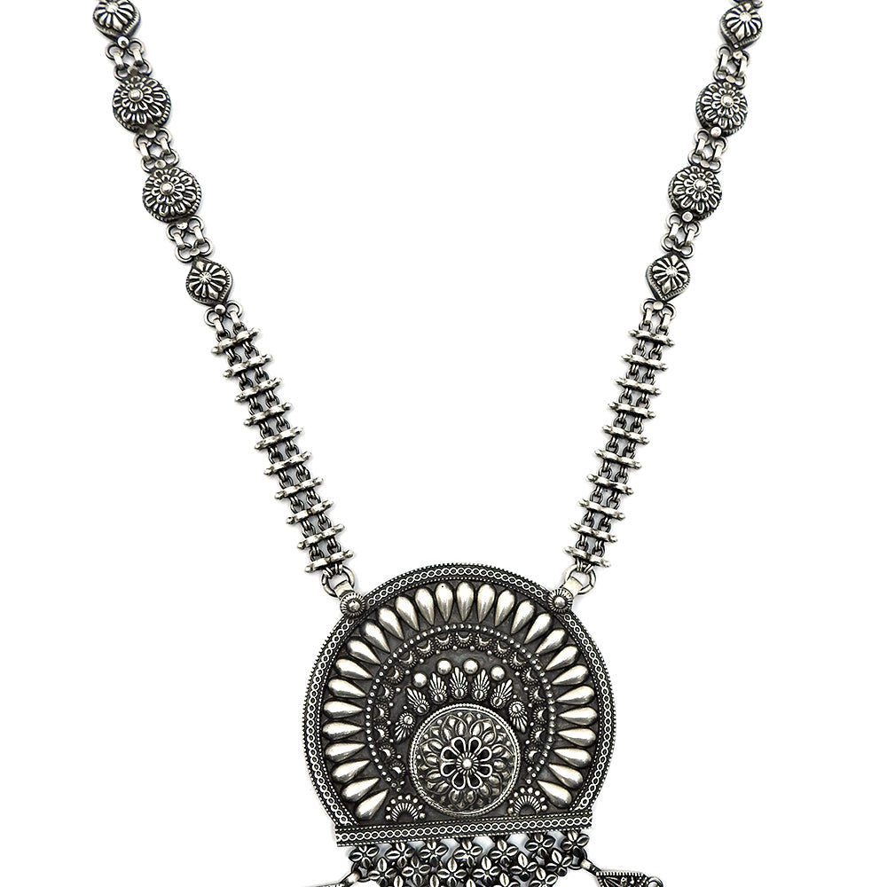 Statement Necklace Oxidized Solid 925 Silver Indian Artisan Jewelry