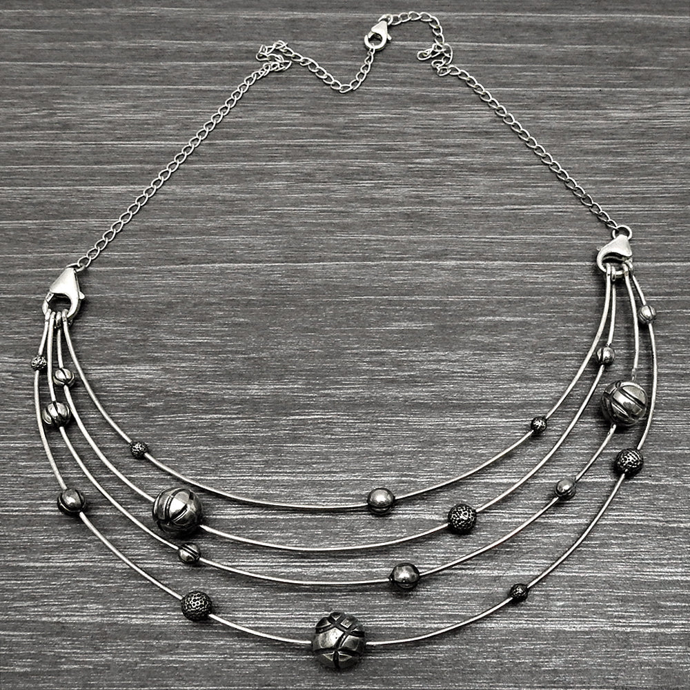 Oxidized Solid 925 Silver Indian Artisan Statement Necklace