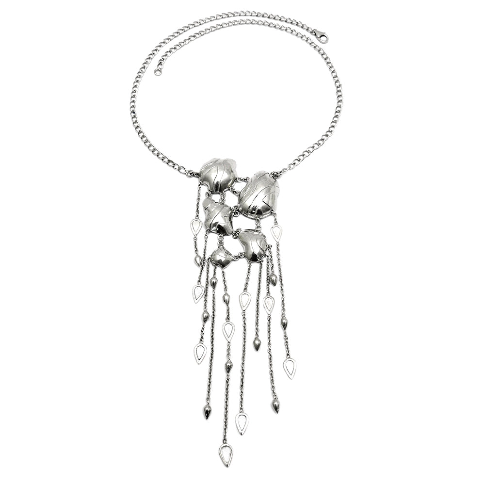 Solid 925 Silver Hanging Chain Statement Necklace