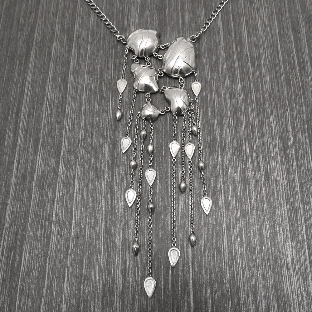 Solid 925 Silver Hanging Chain Statement Necklace