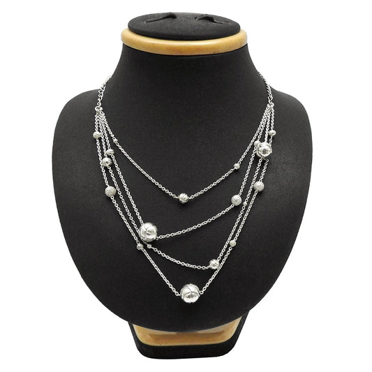 Solid 925 Silver Beads Chain Necklace