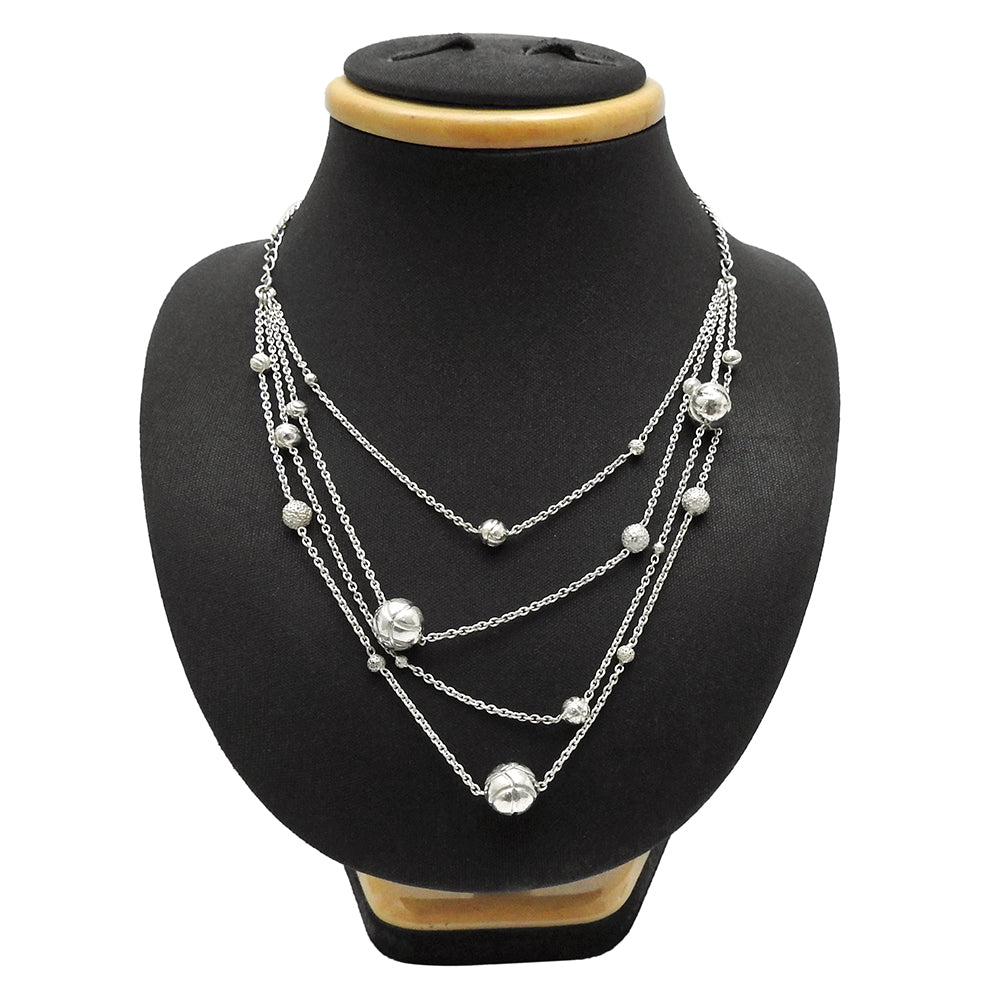 Solid 925 Silver Beads Chain Necklace