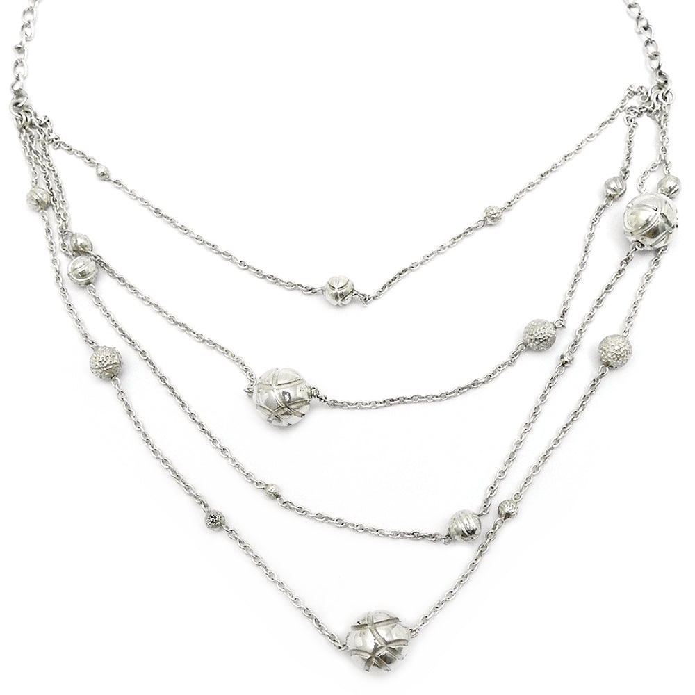 Solid 925 Silver Beads Chain Necklace