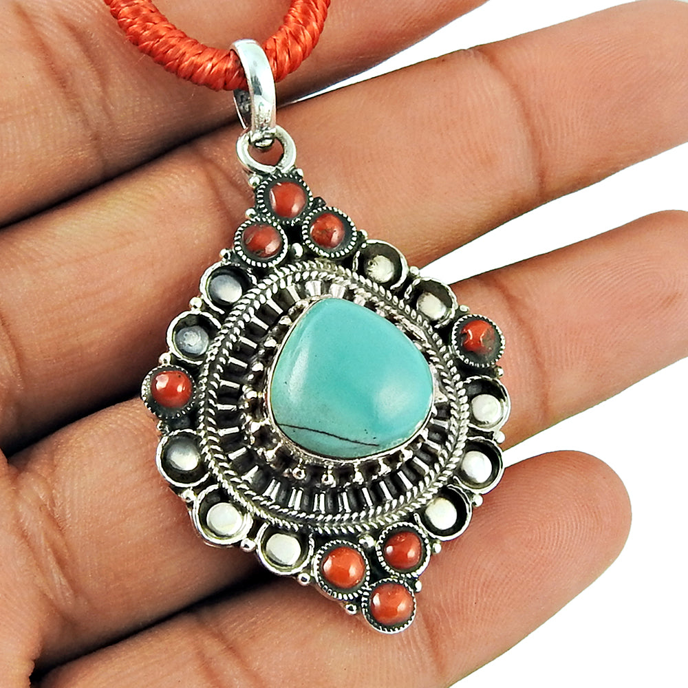 Turquoise 925 Sterling Silver New Boho December Birth Daughter Birthday Pendant