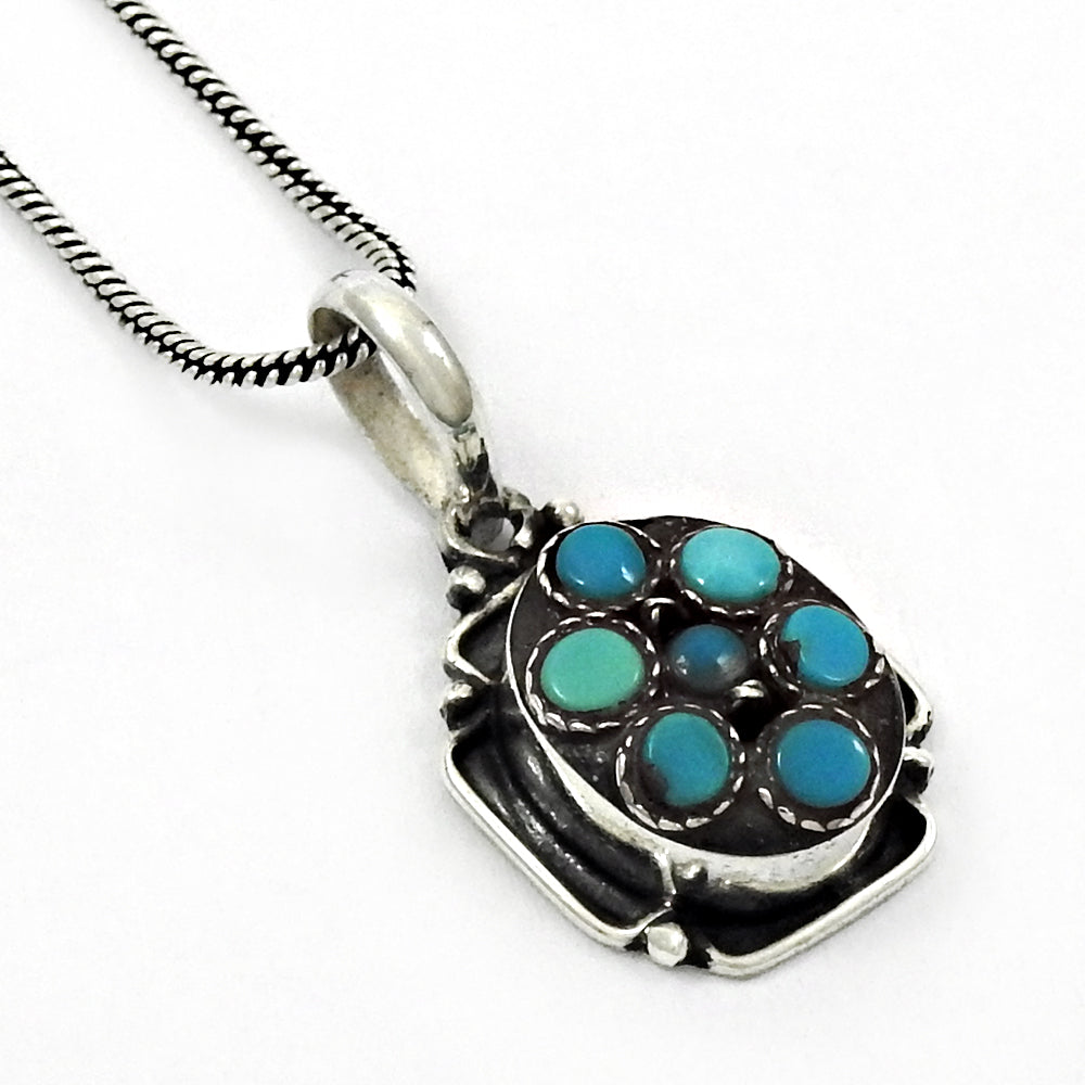 December Turquoise Gemstone 925 Solid Silver Bezel Anniversary Elegant Pendant