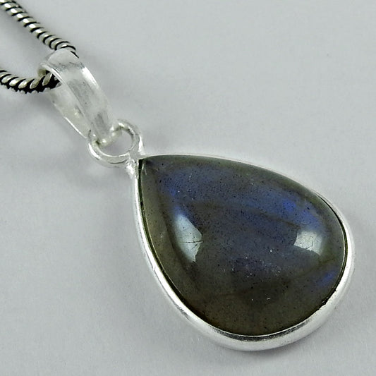 Labradorite Stone 925 Solid Silver Wedding Boho Tribal Daughter Birthday Pendant
