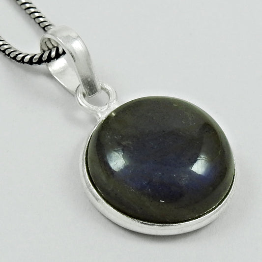 Labradorite Gemstone Bezel Vintage Mother Engagement Pendant 925 Solid Silver