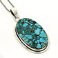 Oval December Natural Turquoise Bezel New Boho Handmade Pendant Sterling Silver