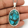 925 Solid Silver Turquoise Gemstone Sisters Day Vintage Throat Chakra Pendant