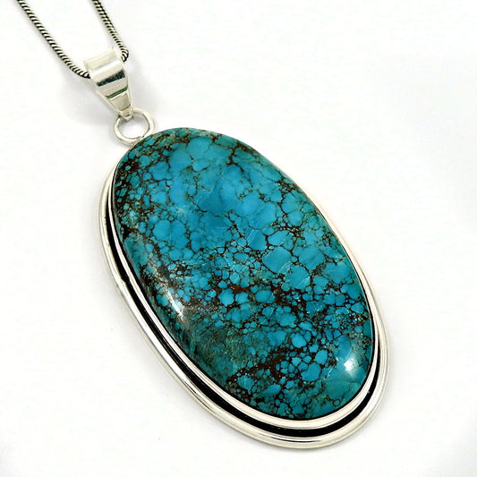 925 Solid Silver Natural Turquoise Anniversary Tribal Best Sisters Gift Pendant