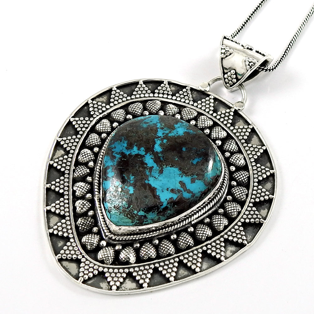 Birthday Gift 925 Sterling Silver Natural Turquoise Gemstone Pendant Boho W7