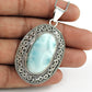 Birthday Gift Natural Larimar Gemstone Pendant Vintage 925 Silver A25