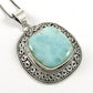 Birthday Gift 925 Sterling Silver Natural Larimar Gemstone Pendant Ethnic B25