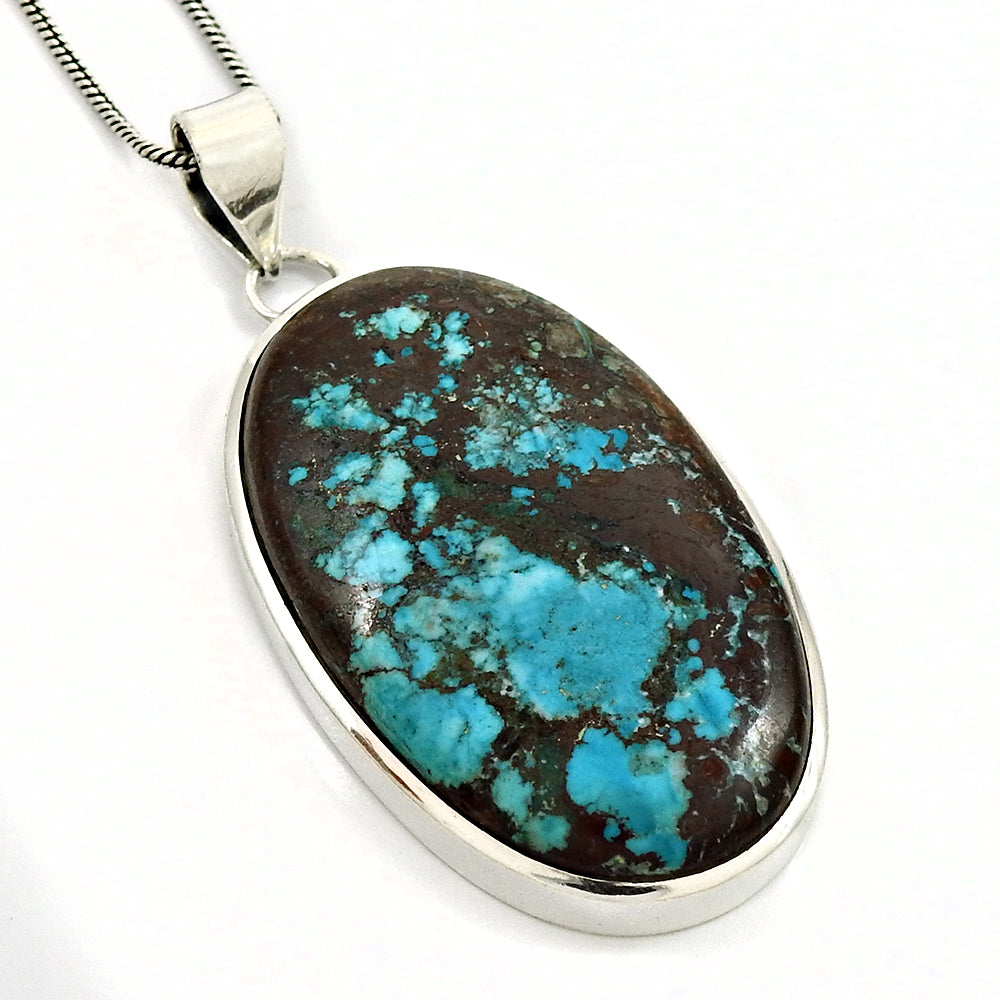 Birthday Gift 925 Sterling Silver Natural Turquoise Gemstone Pendant Boho D8