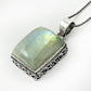 Crown Chakra Natural Rainbow Moonstone Tribal Sister Pendant 925 Solid Silver