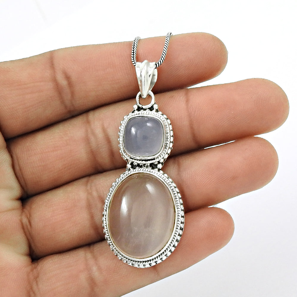 Oval Chalcedony Gemstone 925 Silver Birthday Unique Anniversary Pendant Jewelry
