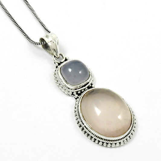 Oval Chalcedony Gemstone 925 Silver Birthday Unique Anniversary Pendant Jewelry