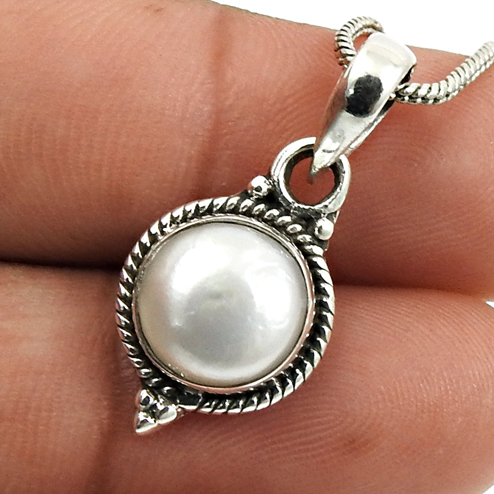 Natural Pearl Jewelry 925 Sterling Silver Pendant Boho For Girls X3