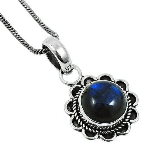 Birthday Gift 925 Sterling Silver Natural Labradorite Gemstone Pendant H9